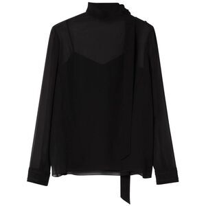 GUCCI Sheer Button-Up Shirt with Camisole Women BLACK T-Shirts & Tops